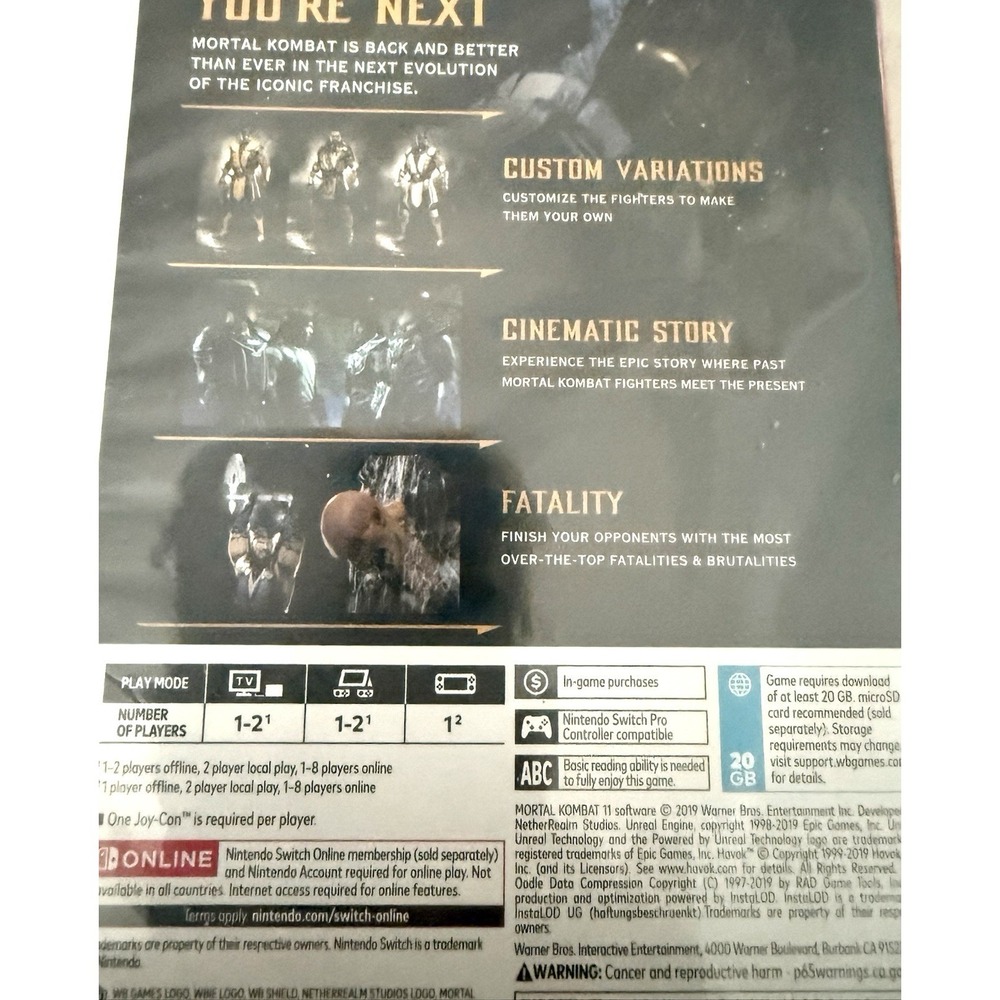 Mortal Kombat 11 Nintendo Switch Brand New Sealed Fighting Game MK11 2019 WB - Picture 6 of 10